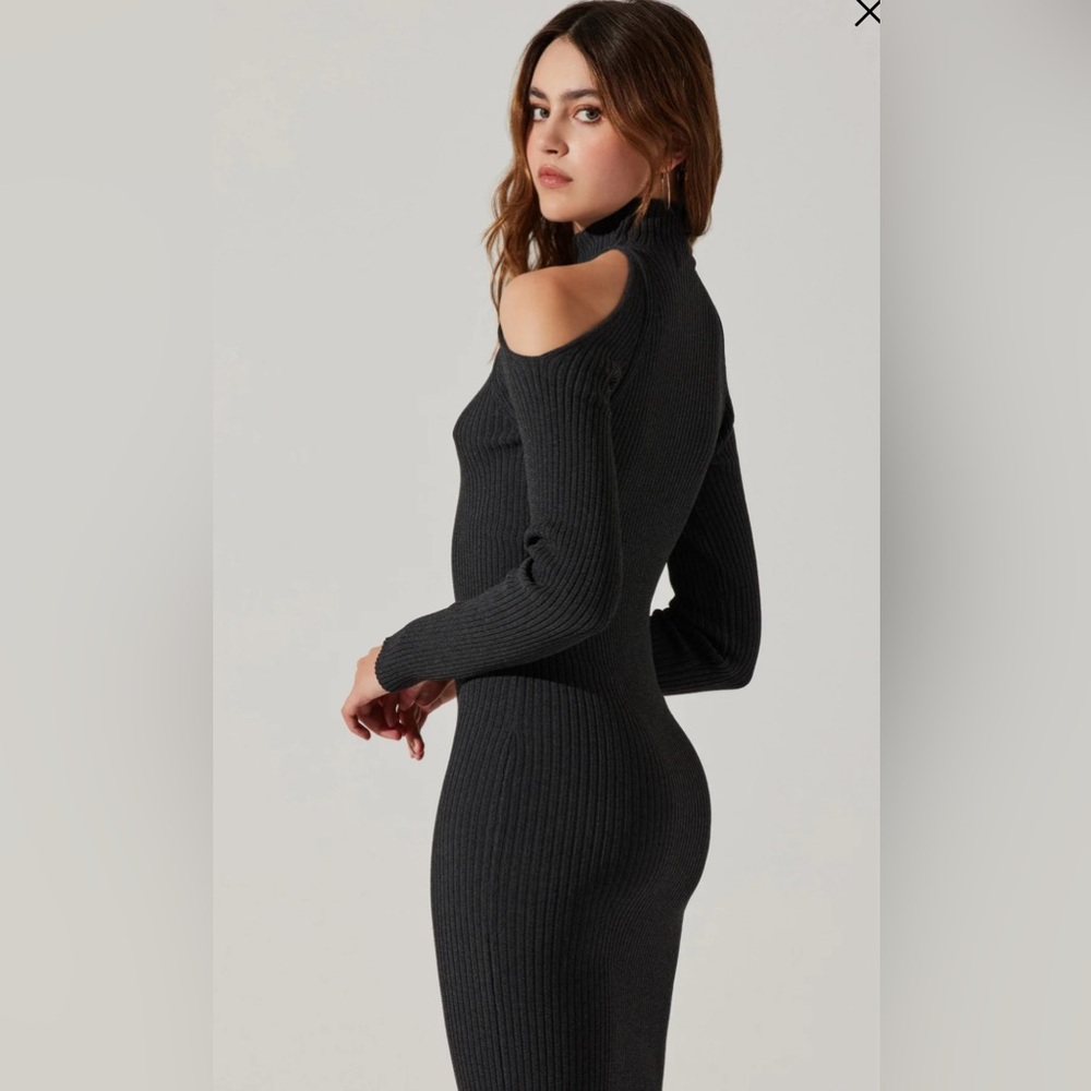 ASTR Cold Shoulder Mock Neck Sweater Dress - Picture 2 of 6
